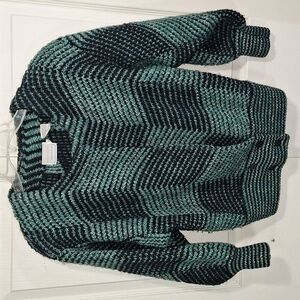 Vintage Haberdasher wool/mohair blend open cardigan sweater - M - green/black